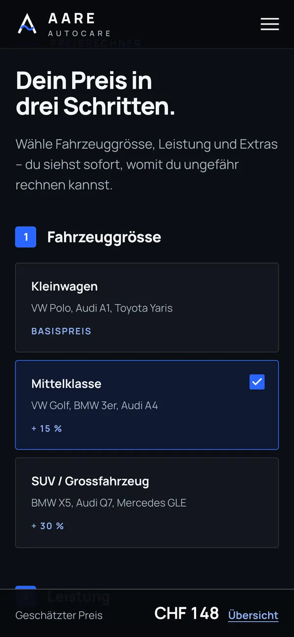 Preisrechner auf dem Smartphone